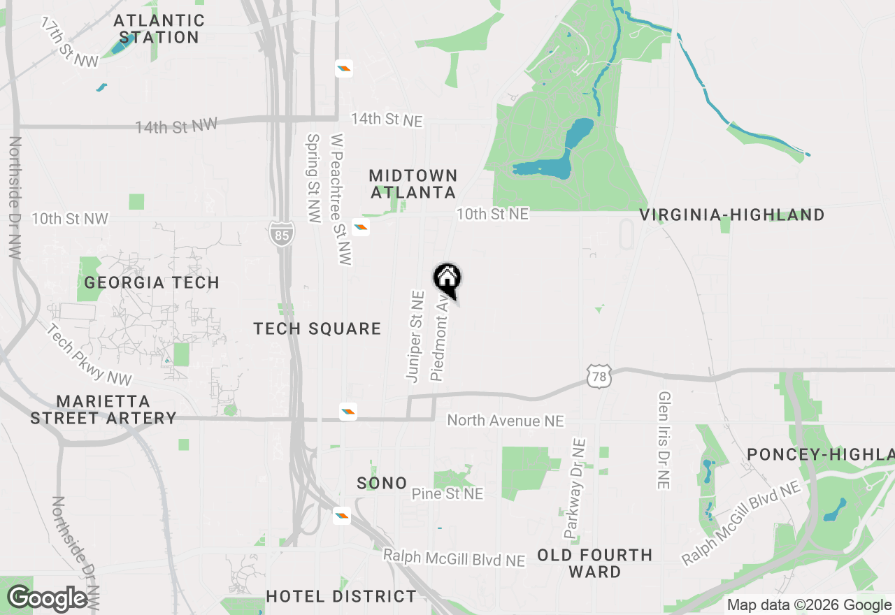 Map of 821 Piedmont Avenue Ne, Atlanta, GA 30308
