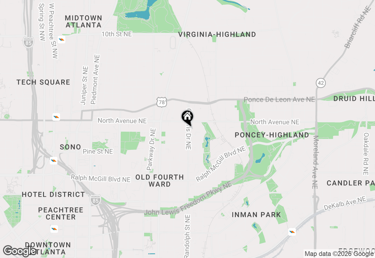 Map of 574 Boulevard Pl, Atlanta, GA 30308