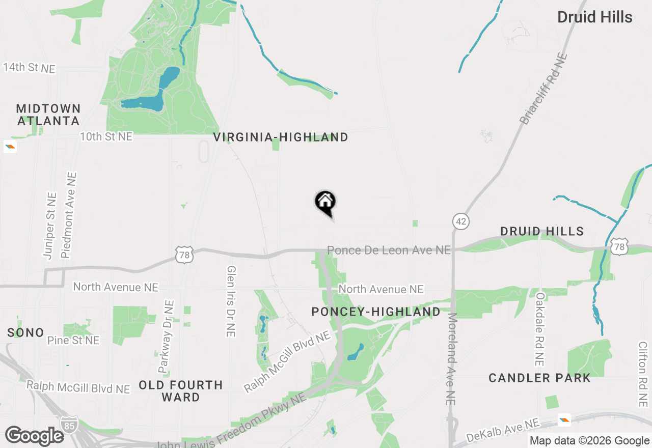 Map of 846 Saint Charles Avenue Ne #B, Atlanta, GA 30306
