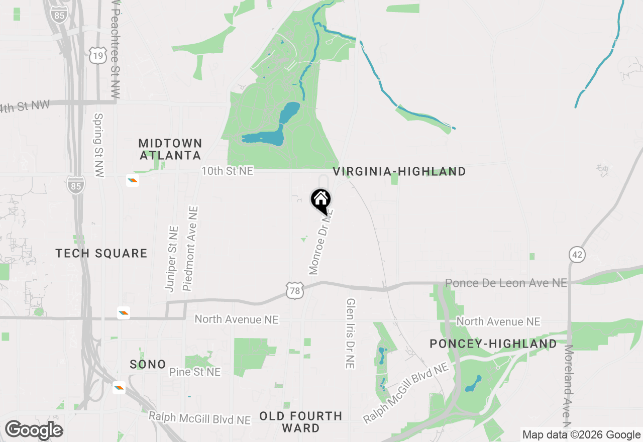 Map of 866 Monroe Drive Ne, Atlanta, GA 30308