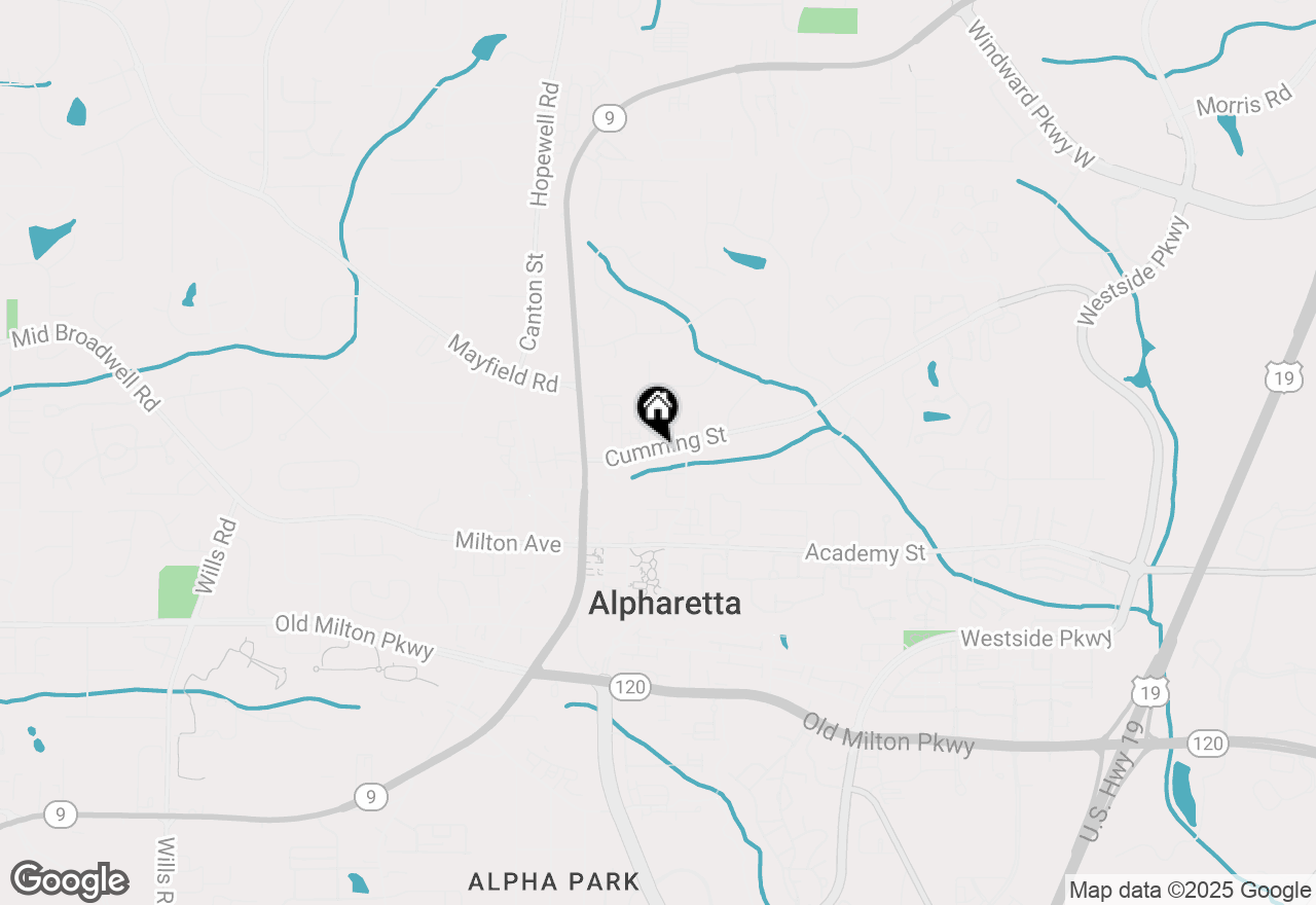 Map of 105 Cumming Street, Alpharetta, GA 30009