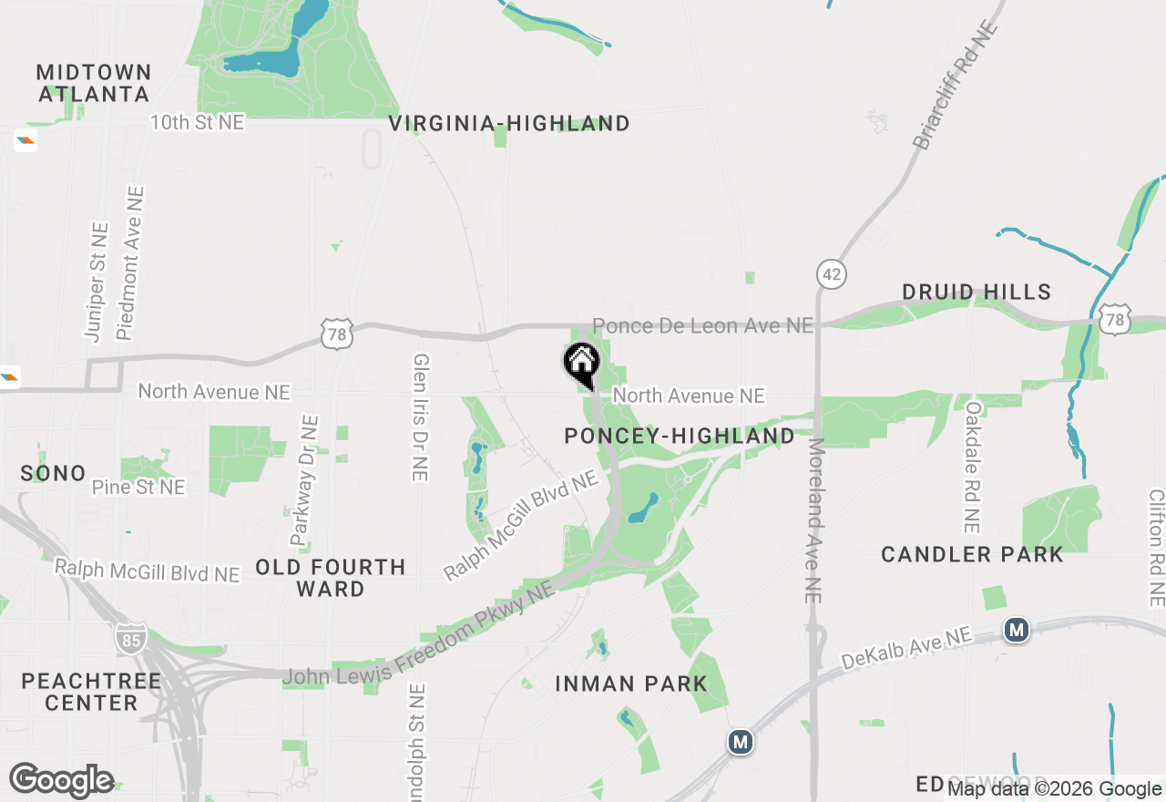 Map of 829 North Avenue Ne #2, Atlanta, GA 30306
