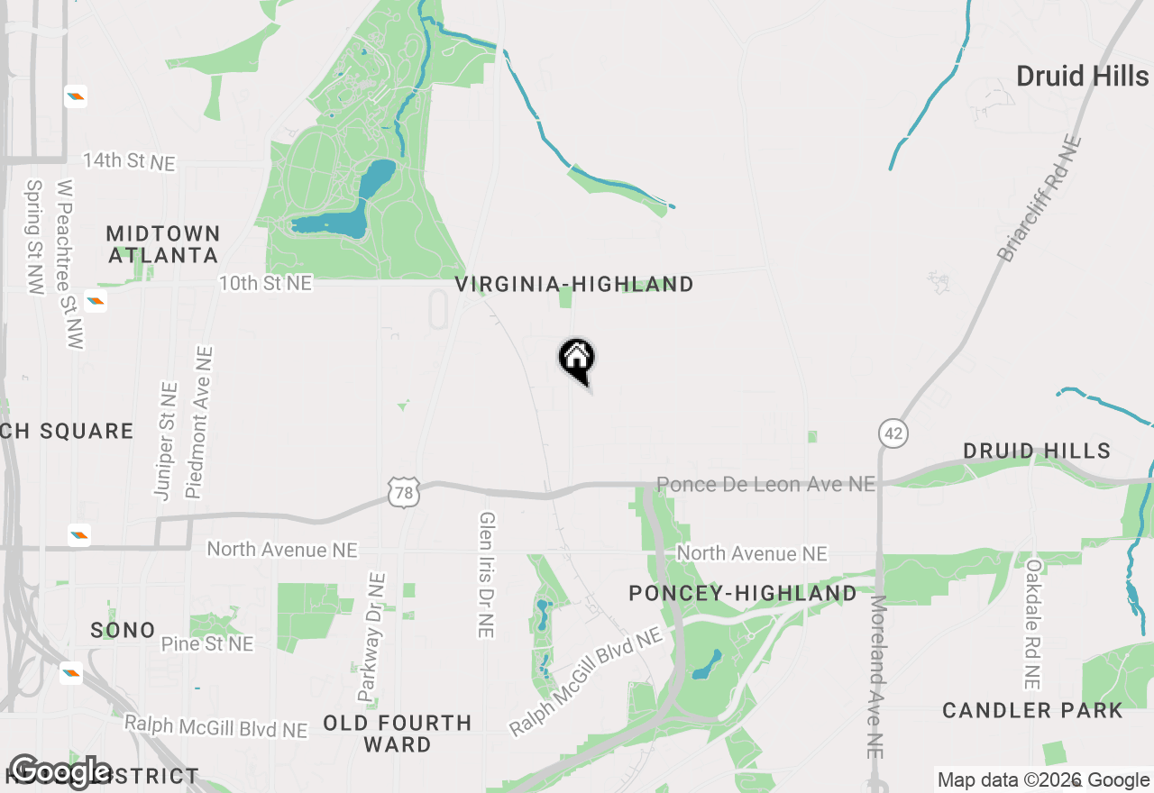 Map of 829 Ponce De Leon Place Ne, Atlanta, GA 30306
