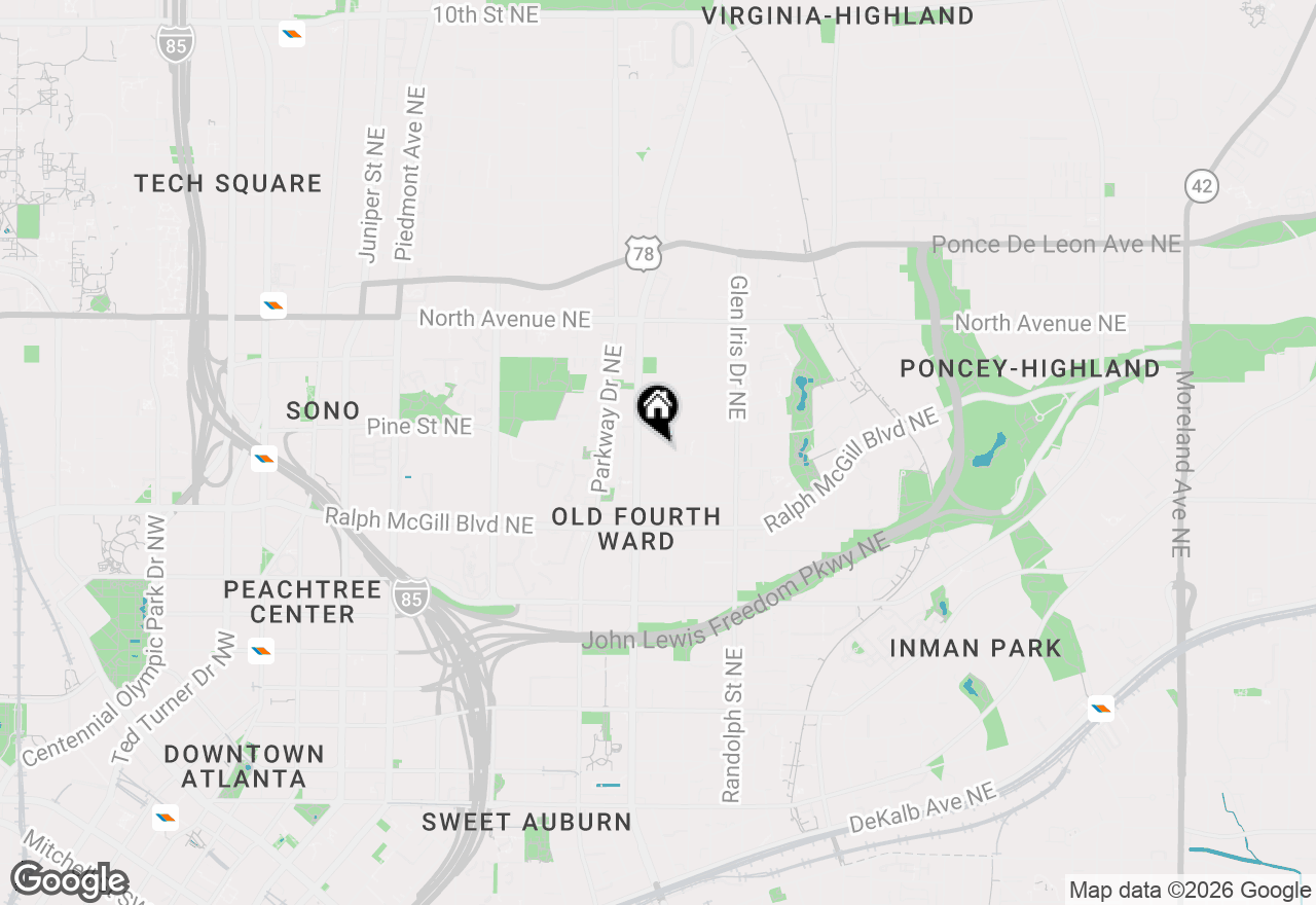 Map of 496 Angier Avenue Ne, Atlanta, GA 30308