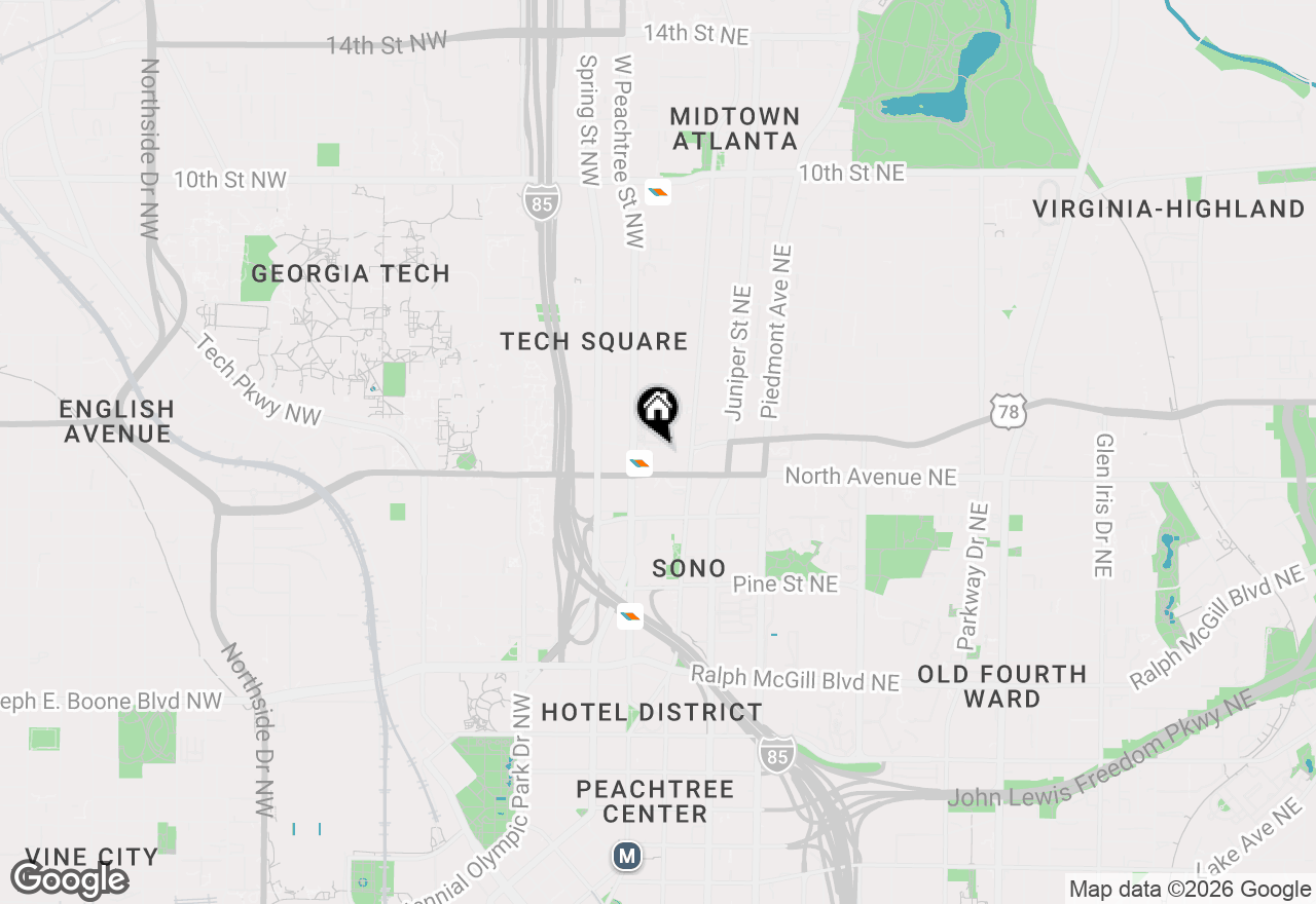 Map of 33 Ponce De Leon Avenue Ne #203, Atlanta, GA 30308