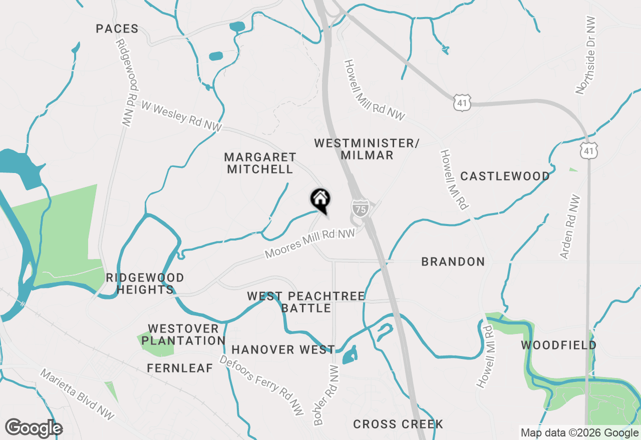 Map of 1347 W Wesley Road Nw, Atlanta, GA 30327