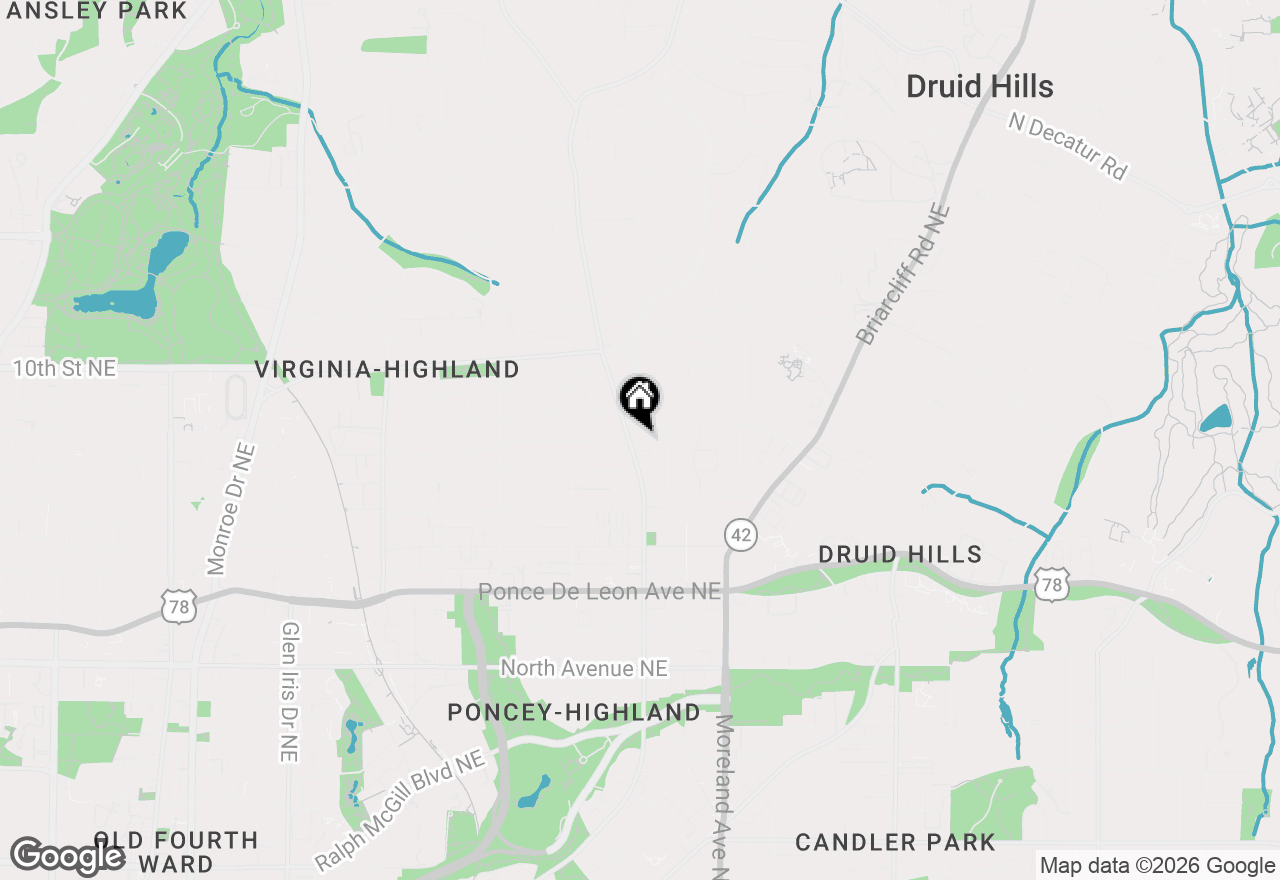 Map of 897 North Highland Avenue #A9, Atlanta, GA 30306