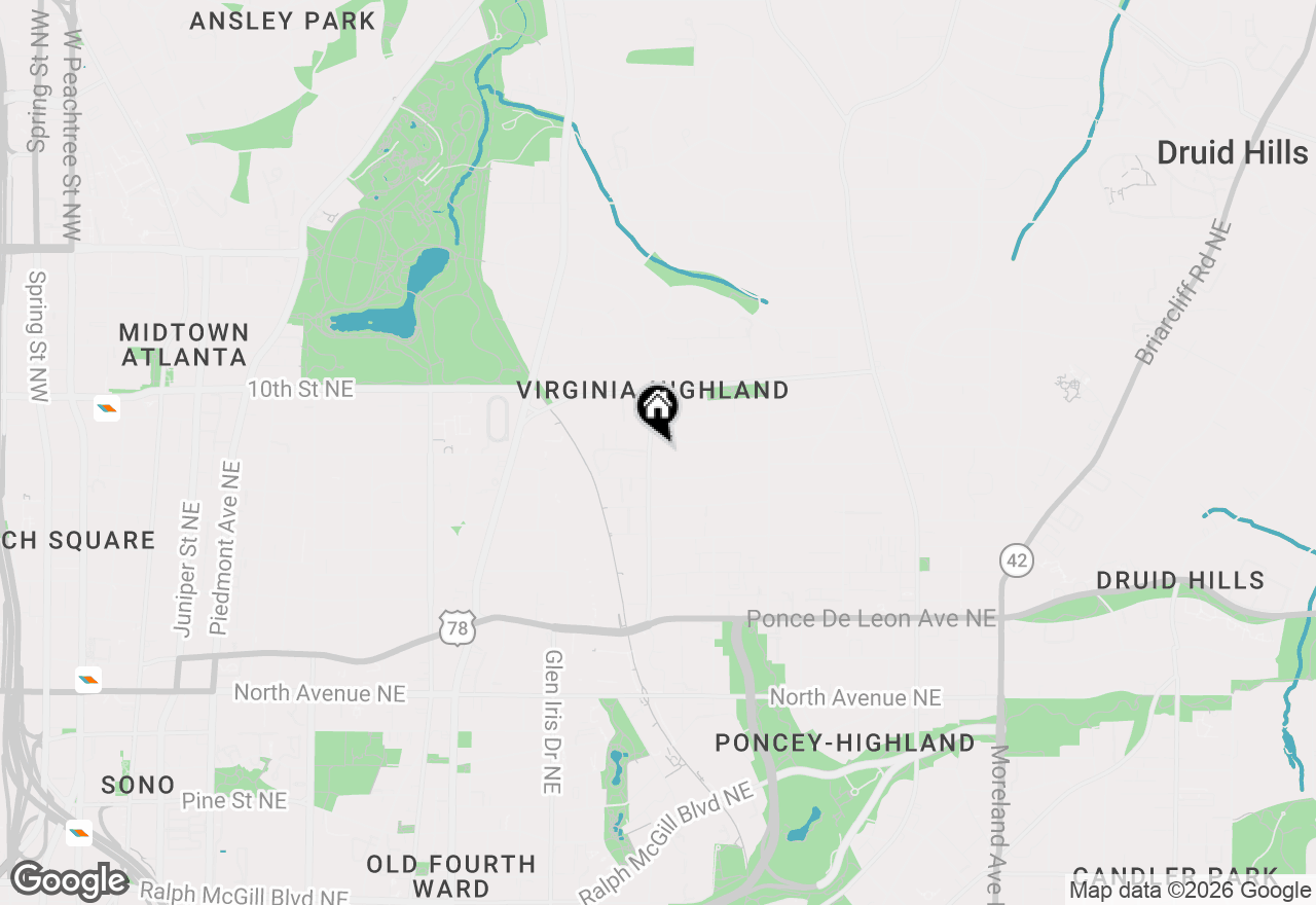 Map of 921 Ponce De Leon Place Ne, Atlanta, GA 30306
