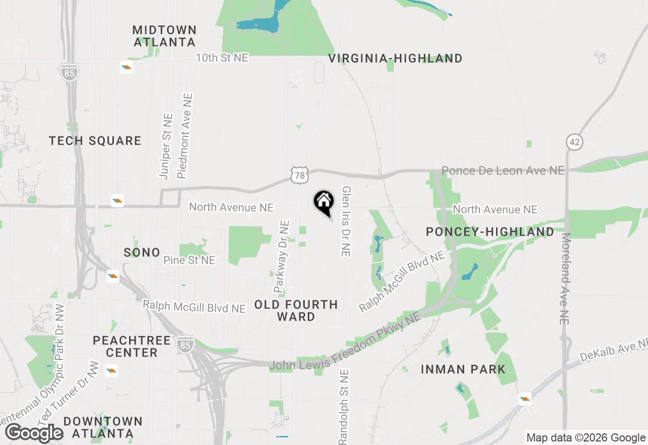Map of 536 Boulevard Place Ne #1, Atlanta, GA 30308