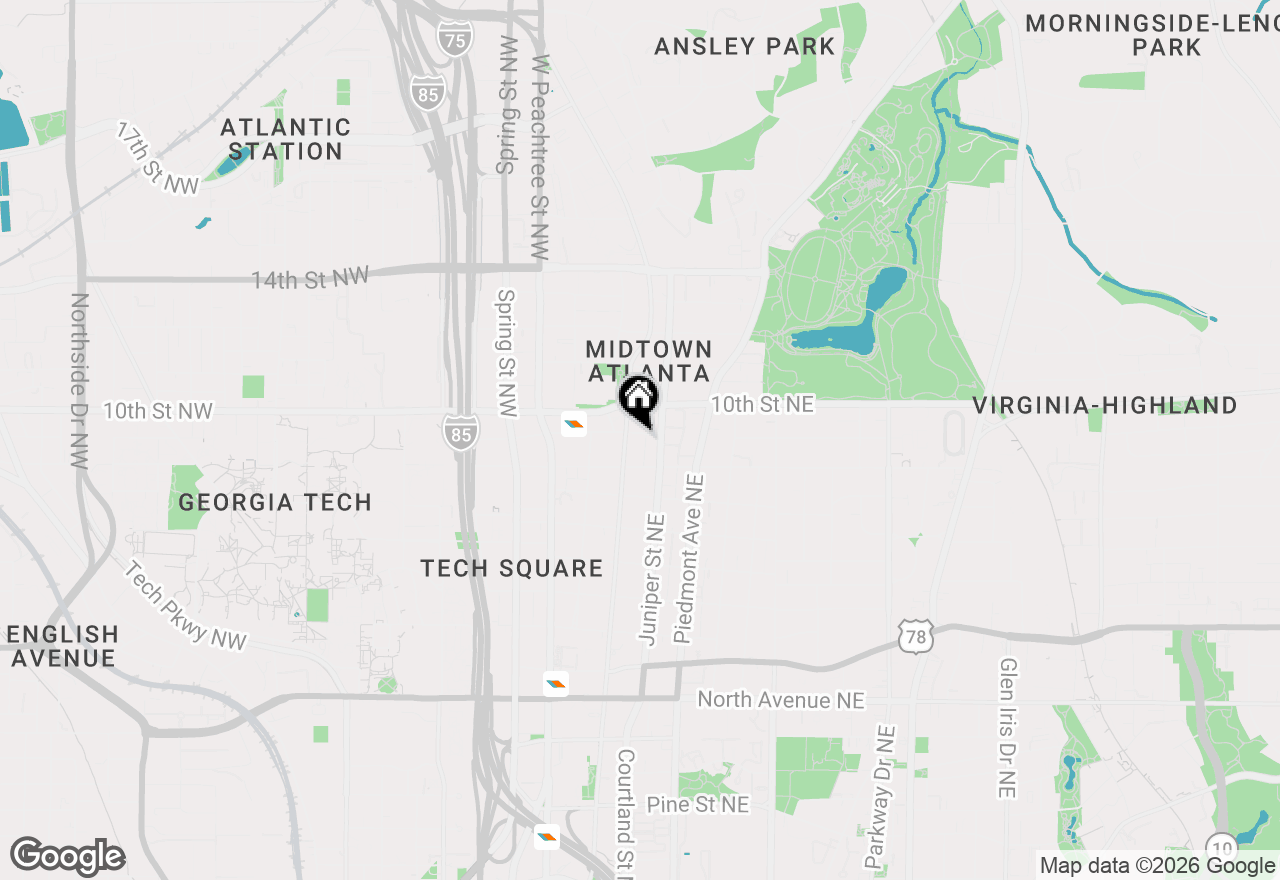 Map of 943 Peachtree Street Ne #1314, Atlanta, GA 30309