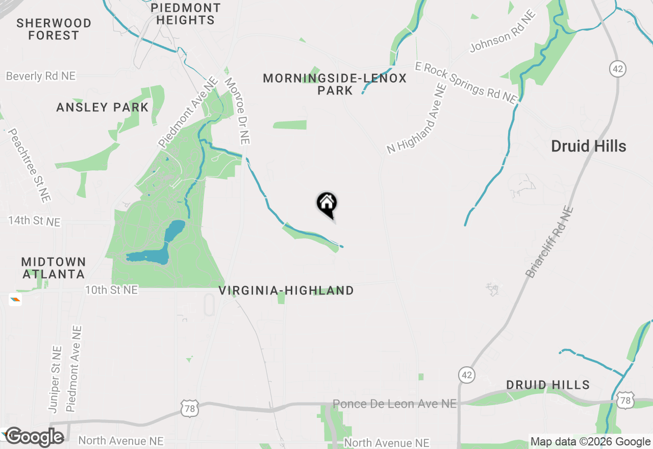 Map of 827 Highland Terrace Ne, Atlanta, GA 30306