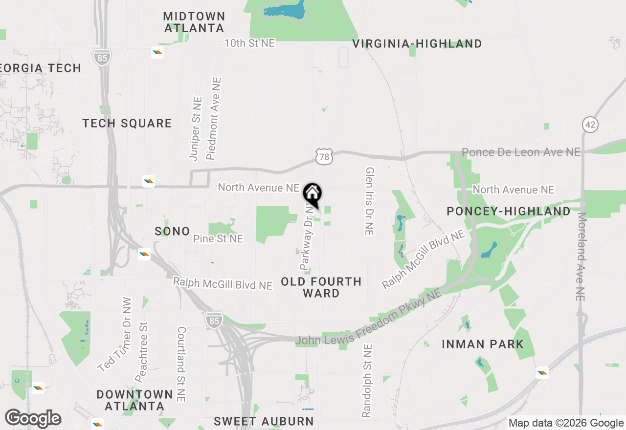 Map of 547 Parkway Drive Ne, Atlanta, GA 30308