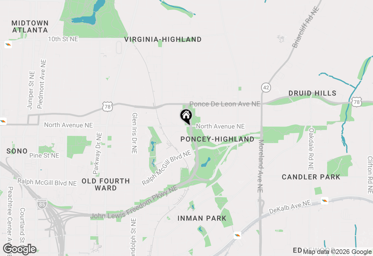Map of 829 North Avenue Ne #2, Atlanta, GA 30306