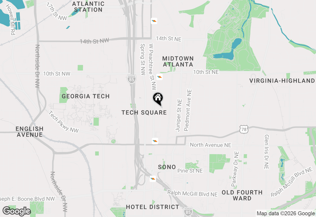 Map of 30 5th Street Ne #1001, Atlanta, GA 30308