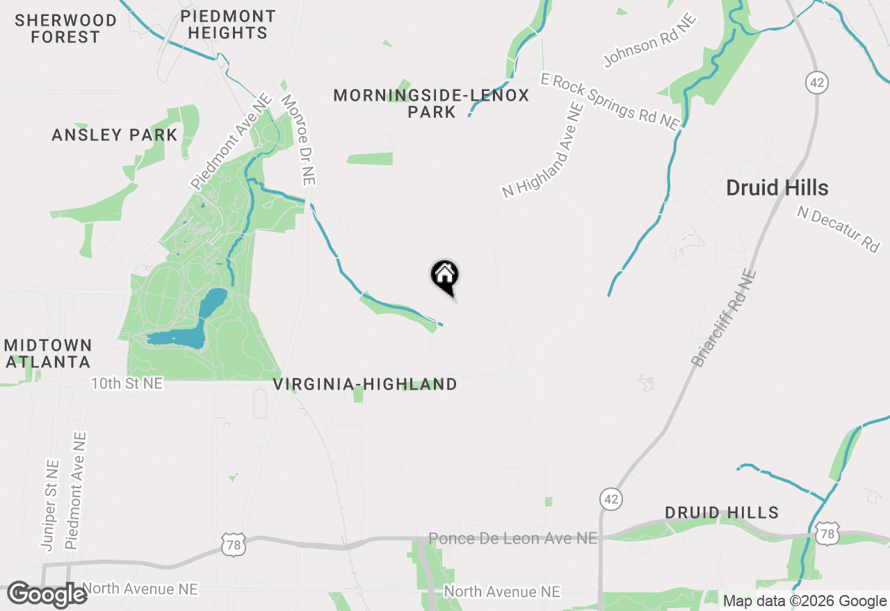 Map of 877 Highland Terrace Ne, Atlanta, GA 30306