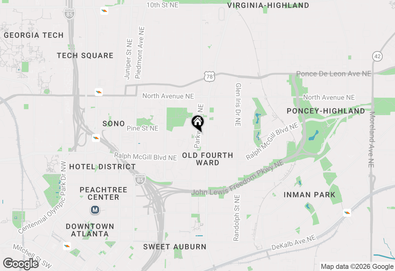 Map of 451 Parkway Drive Ne, Atlanta, GA 30308