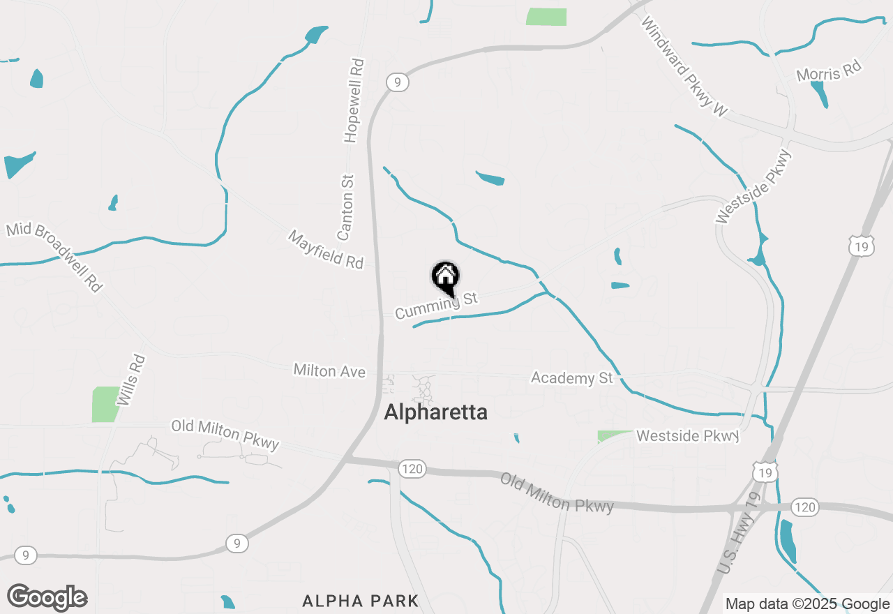Map of 105 Cumming Street, Alpharetta, GA 30009