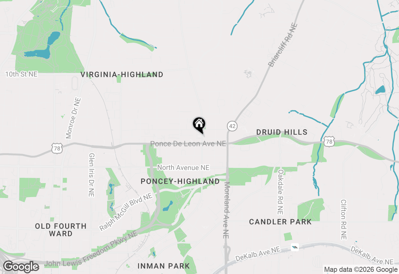 Map of 734 N Highland Avenue #2, Atlanta, GA 30306