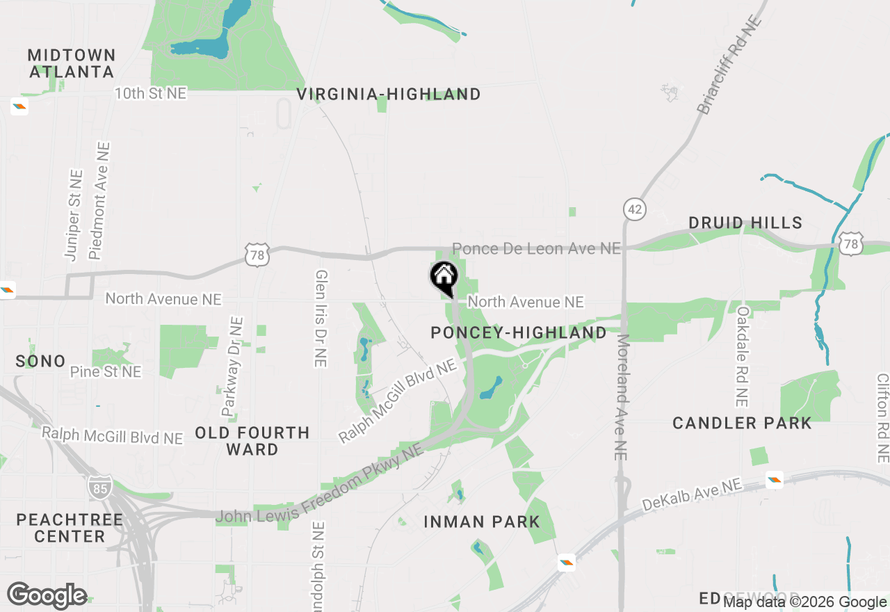 Map of 829 North Avenue Ne #2, Atlanta, GA 30306