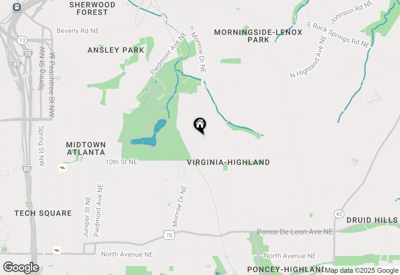 Map of 1095 Monroe Drive Ne, Atlanta, GA 30306