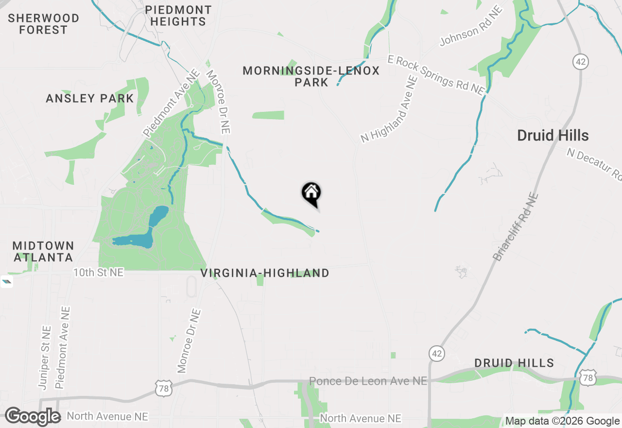 Map of 849 Highland Terrace Ne, Atlanta, GA 30306