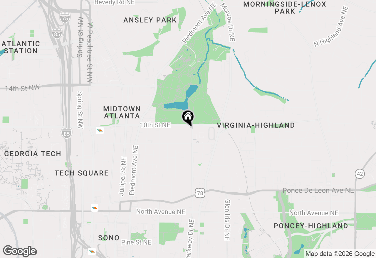 Map of 417 10th Street Ne #1, Atlanta, GA 30309