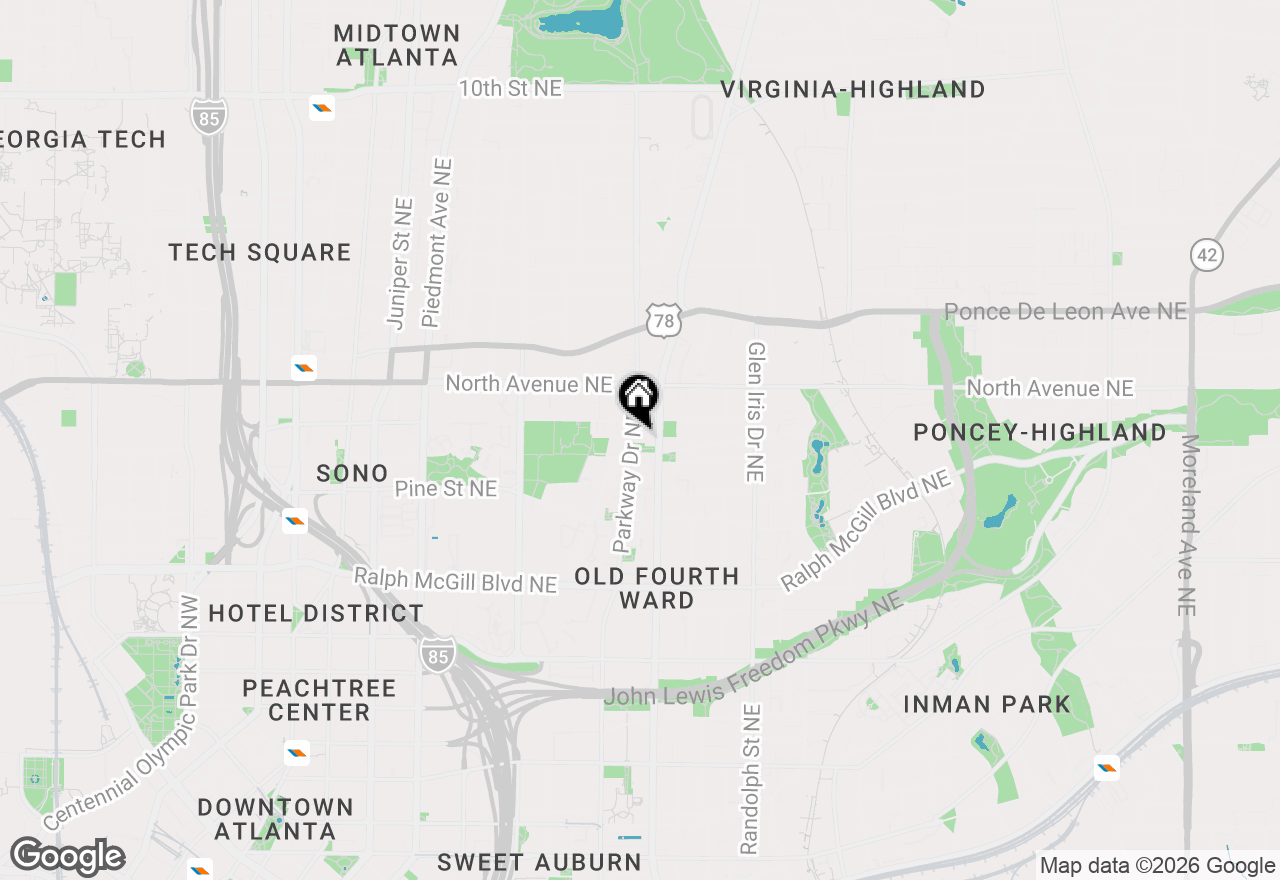 Map of 547 Parkway Drive Ne, Atlanta, GA 30308