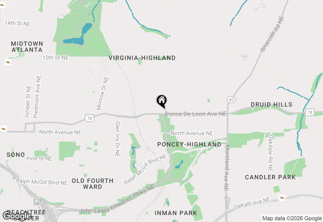 Map of 825 Highland Lane Ne #1312, Atlanta, GA 30306