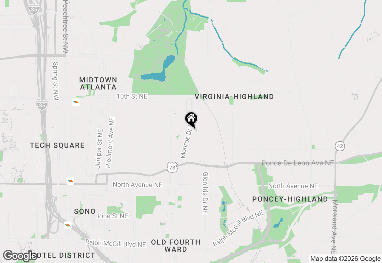 Map of 843 Monroe Drive Ne, Atlanta, GA 30308