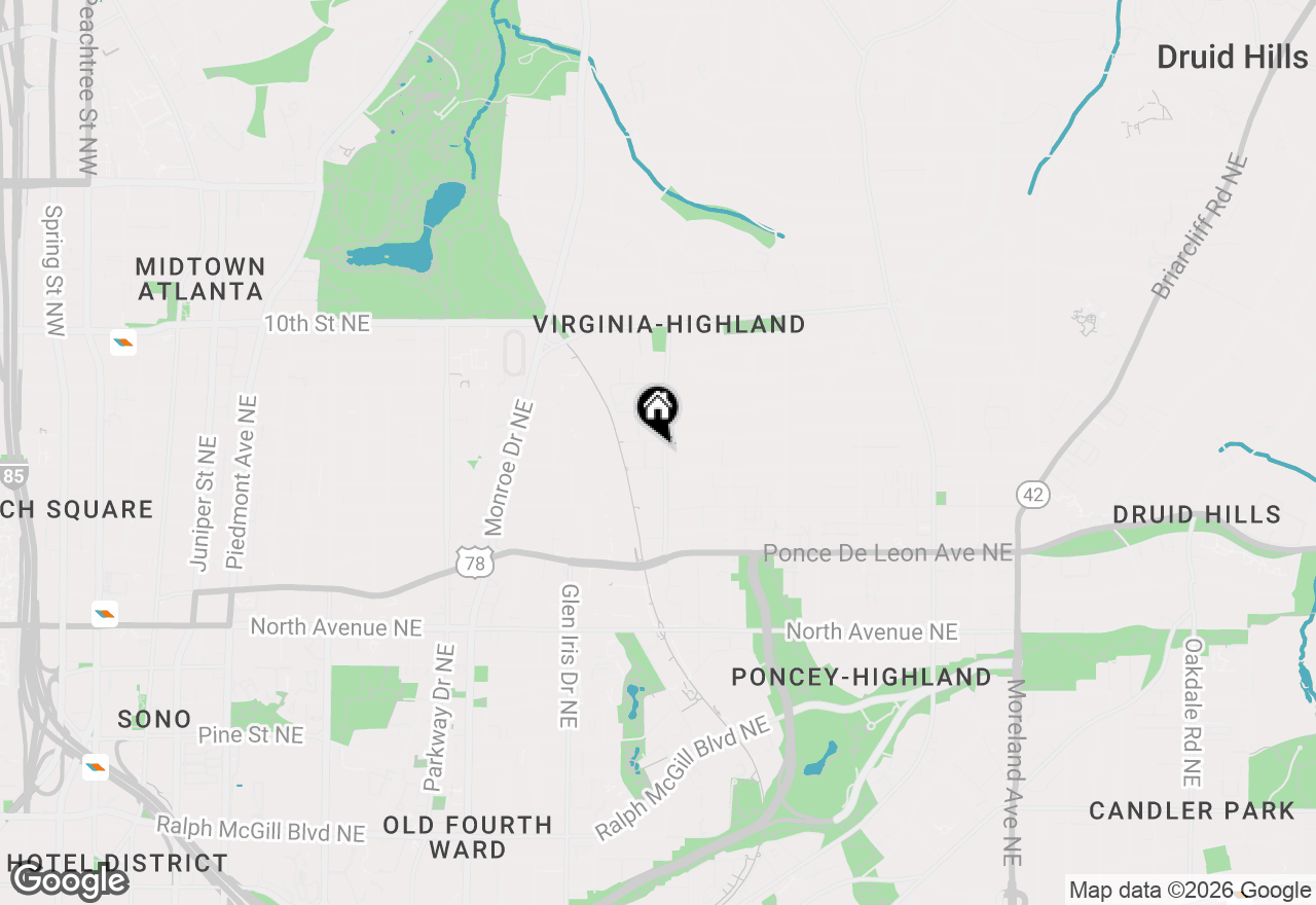 Map of 828 Ponce De Leon Place Ne #ONE, Atlanta, GA 30306
