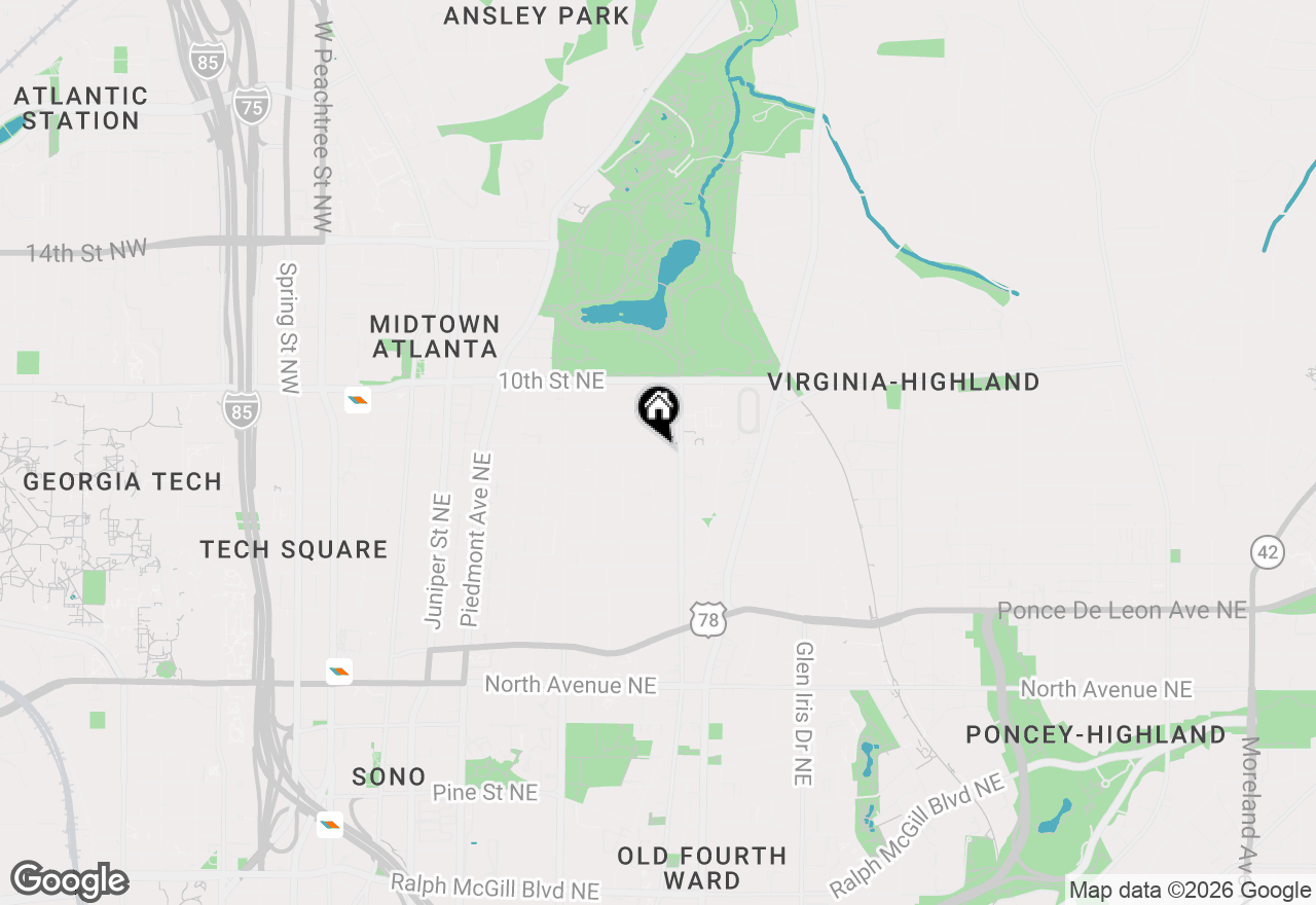 Map of 407 8th Street Ne, Atlanta, GA 30309