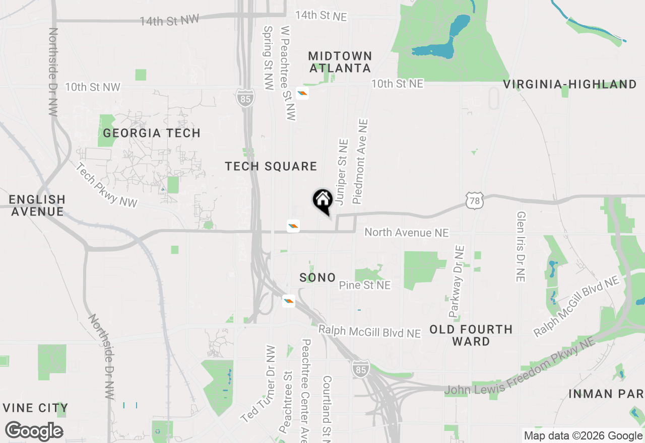 Map of 75 Ponce De Leon Avenue Ne #904, Atlanta, GA 30308