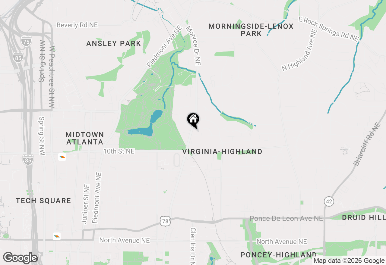 Map of 1075 Monroe Drive Ne, Atlanta, GA 30306