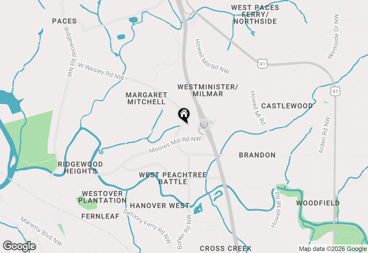Map of 1353 W Wesley Road Nw, Atlanta, GA 30327