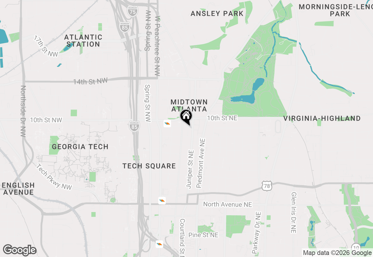 Map of 943 Peachtree Street Ne #1606, Atlanta, GA 30309