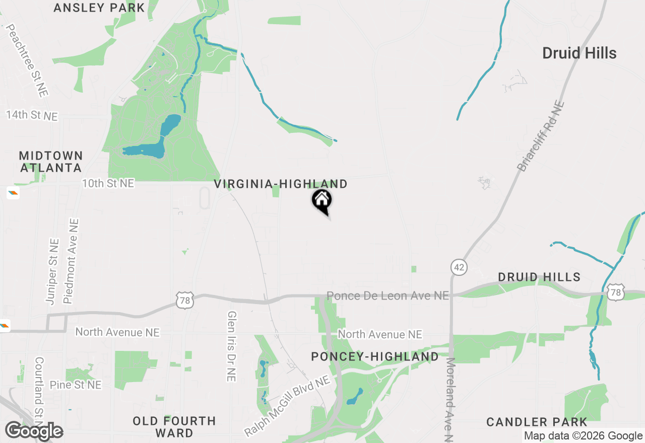Map of 836 Ponce De Leon Terrace Ne, Atlanta, GA 30306