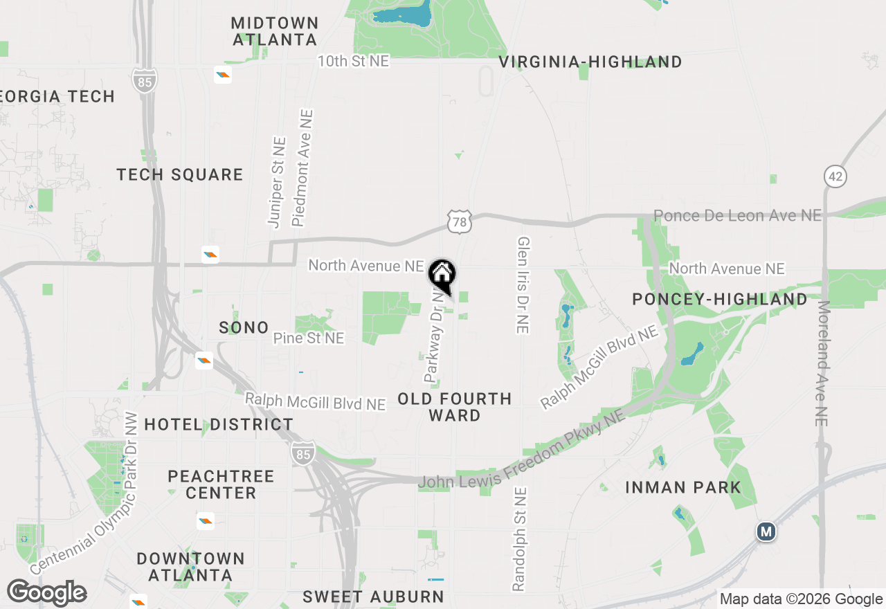 Map of 547 Parkway Drive Ne, Atlanta, GA 30308