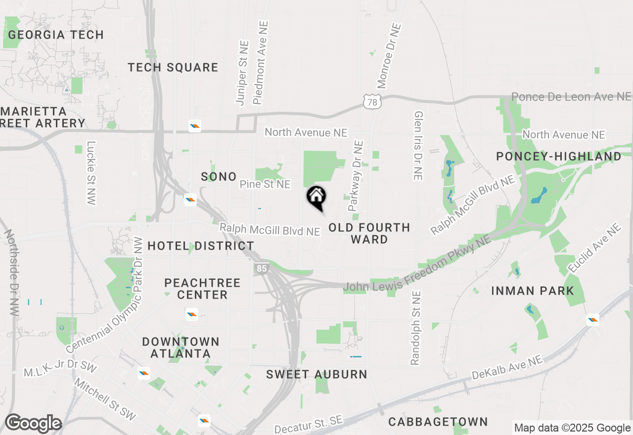 Map of 448 Mcgill Place, Atlanta, GA 30312